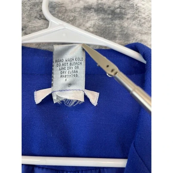 WD.NY Blazer Jacket Women's XL Royal Blue Gold Zip Pockets One Button Career Top - Picture 6 of 7